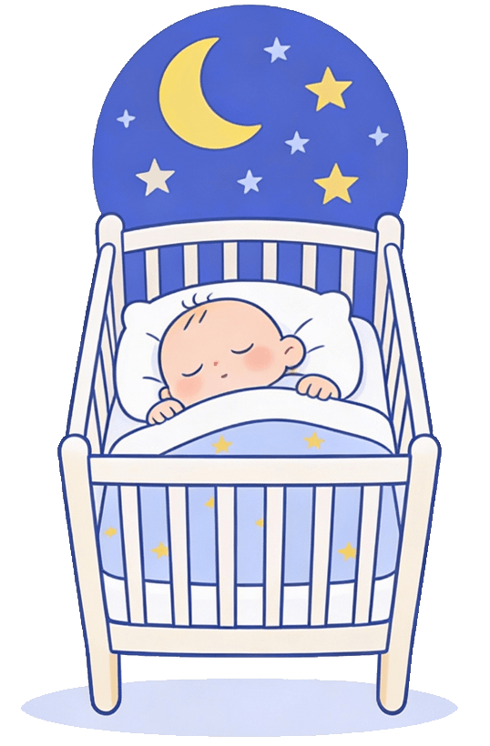 illustration bébé qui dort dans un lit